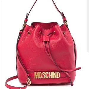 Moschino Red leather drawstring bucket bag